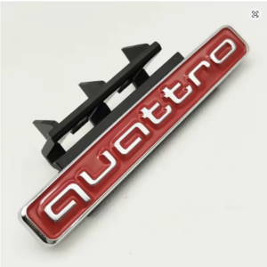 Audi Quattro Front Grille Badge – Red & Silver (95mm)